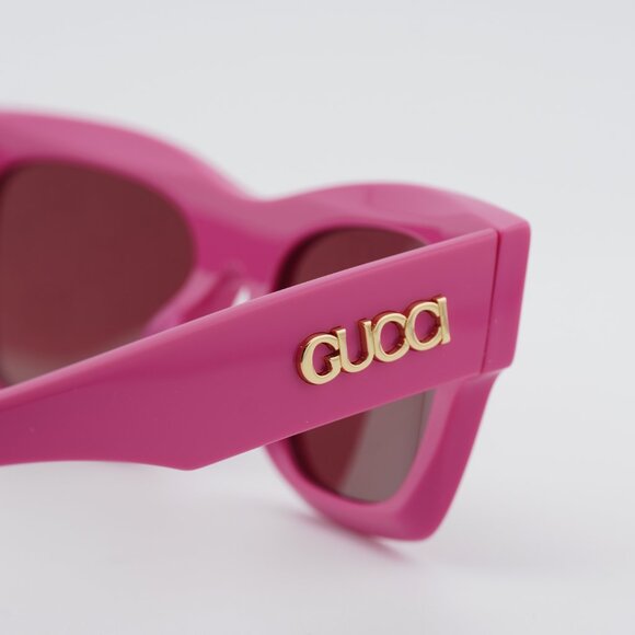 Gucci GG1835S 004 Sunglasses Fucsia Square Frame, Red with GG Pattern Lenses main image 10